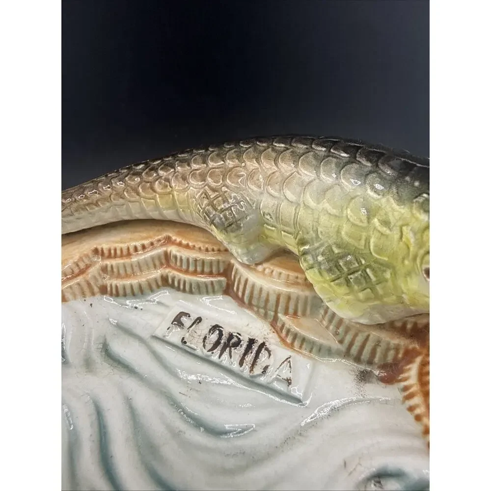 Vtg Giftcraft GF Japan Florida Alligator Souvenir Ceramic Ashtray Trinket Dish